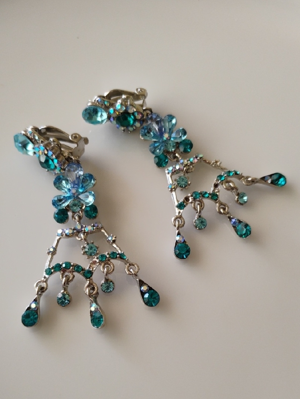 Blue Crystal Chandelier Drop Earrings - Brand: